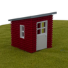 Garden Shed Kit - TT Scale 1:120 - Red/White/Silver - Modeled in Full Color