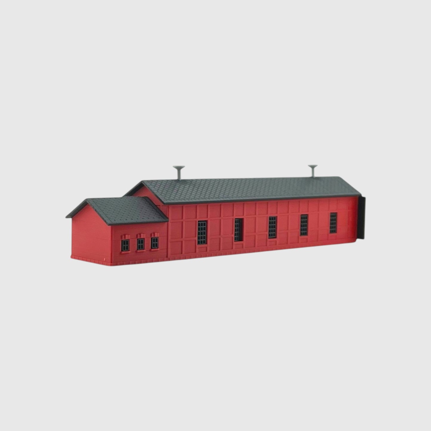 N Scale 1:160 Single Engine Shed with Office Kit Red/Black