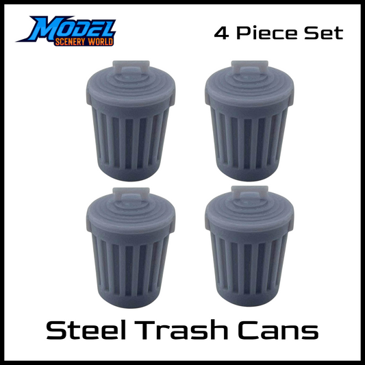 1 Gauge 1:32 Scale Steel Trash Can Resin Models – 4 Pack