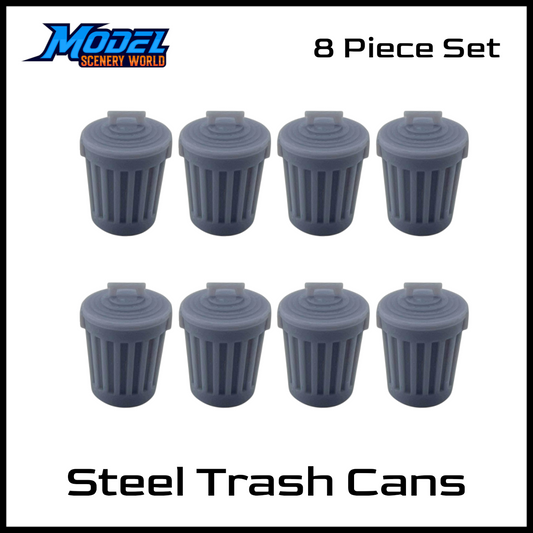S Scale 1:64 Steel Trash Can Resin Models – 8 Pack
