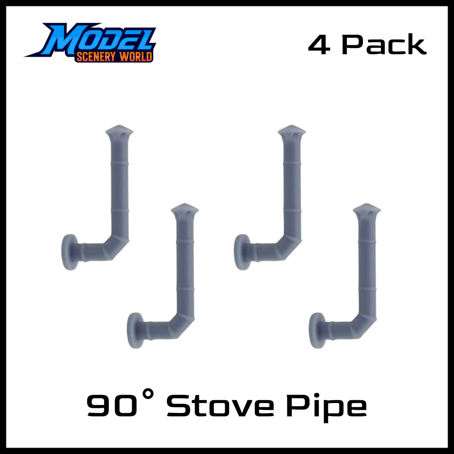 O Scale 1:48 90° Stove Pipe Resin Model - 4pk