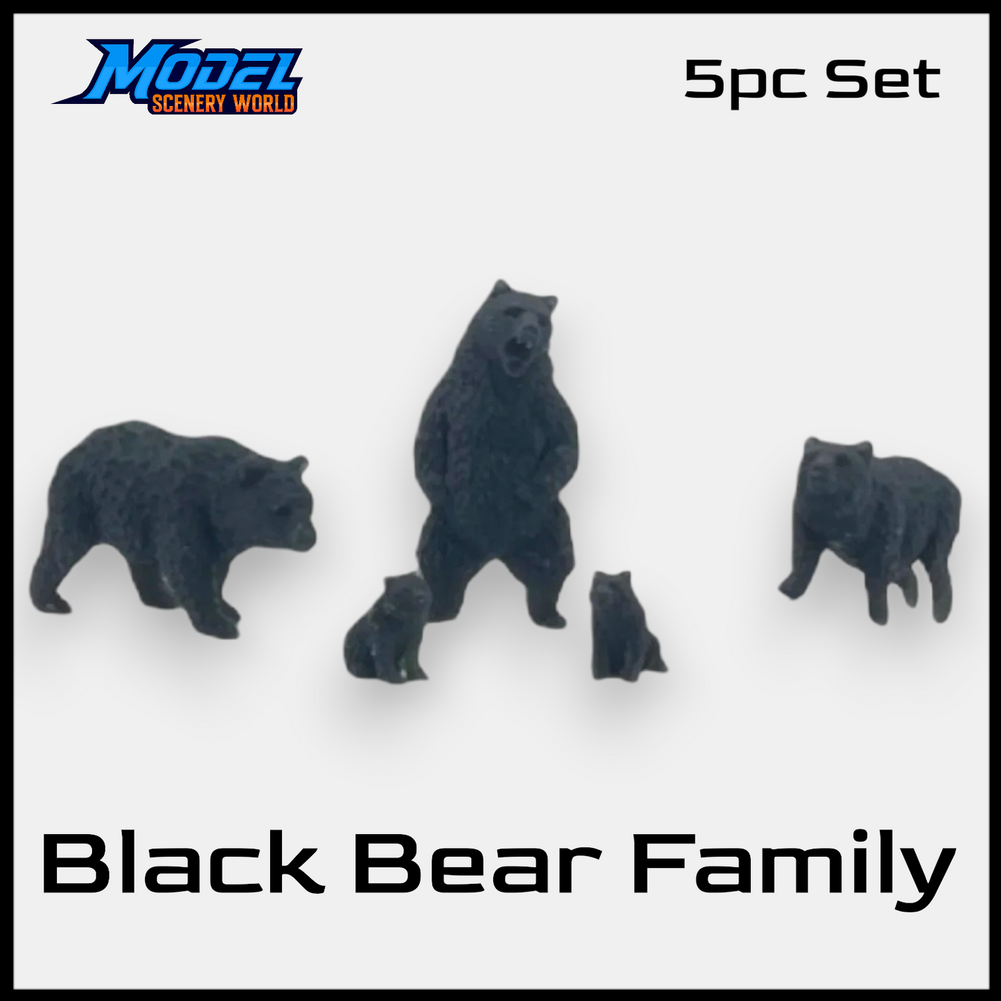 Bears with Cubs (5pk) - G Scale 1:24 - Black