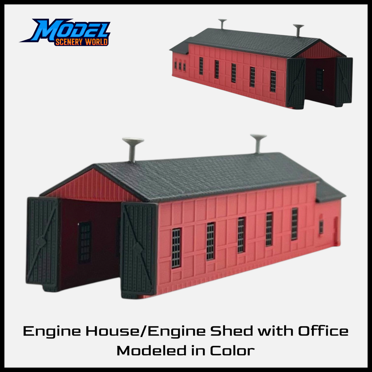 HO Scale 1:87 Single Engine Shed with Office Kit