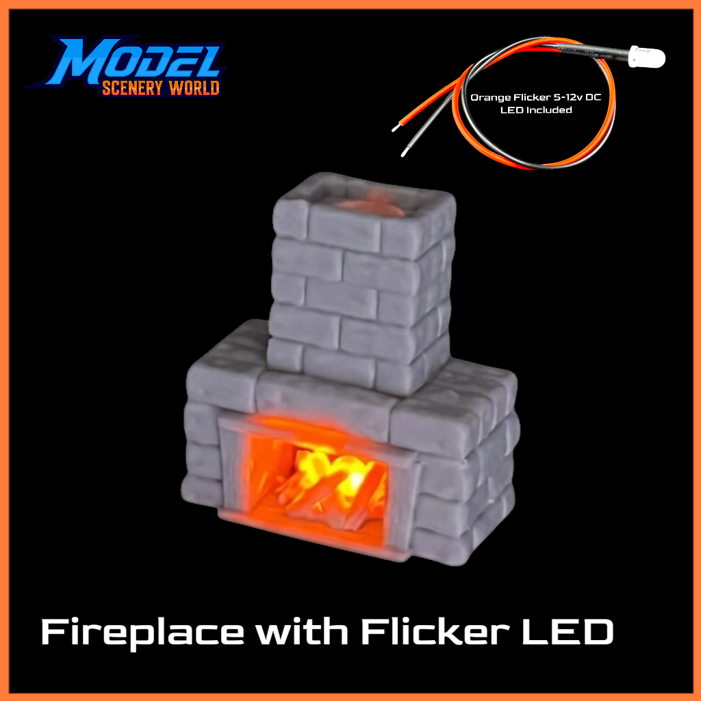 N Scale 1:160 Fireplace with Flicker LED