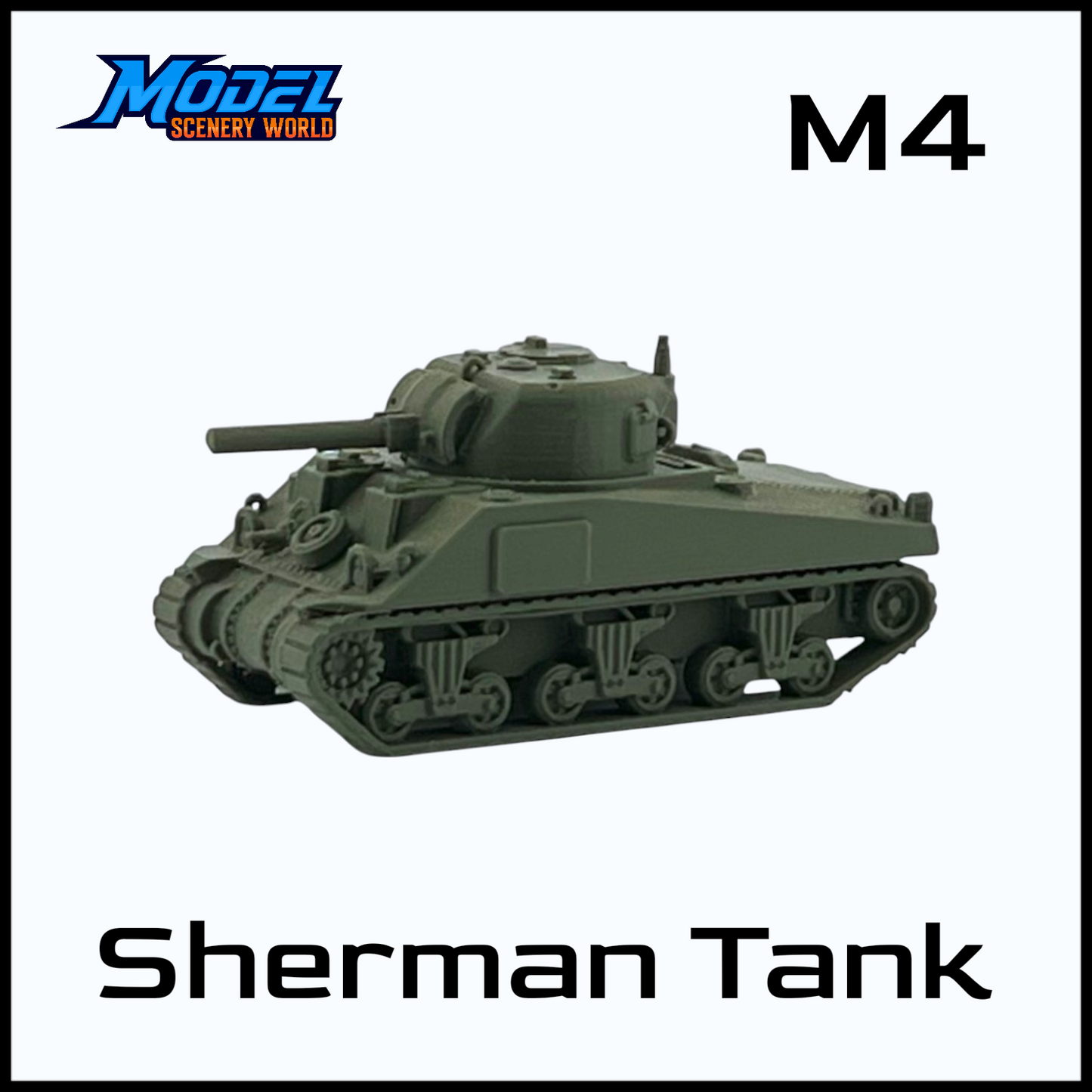 HO Scale 1:87 WWII Sherman Tank M4 - Green