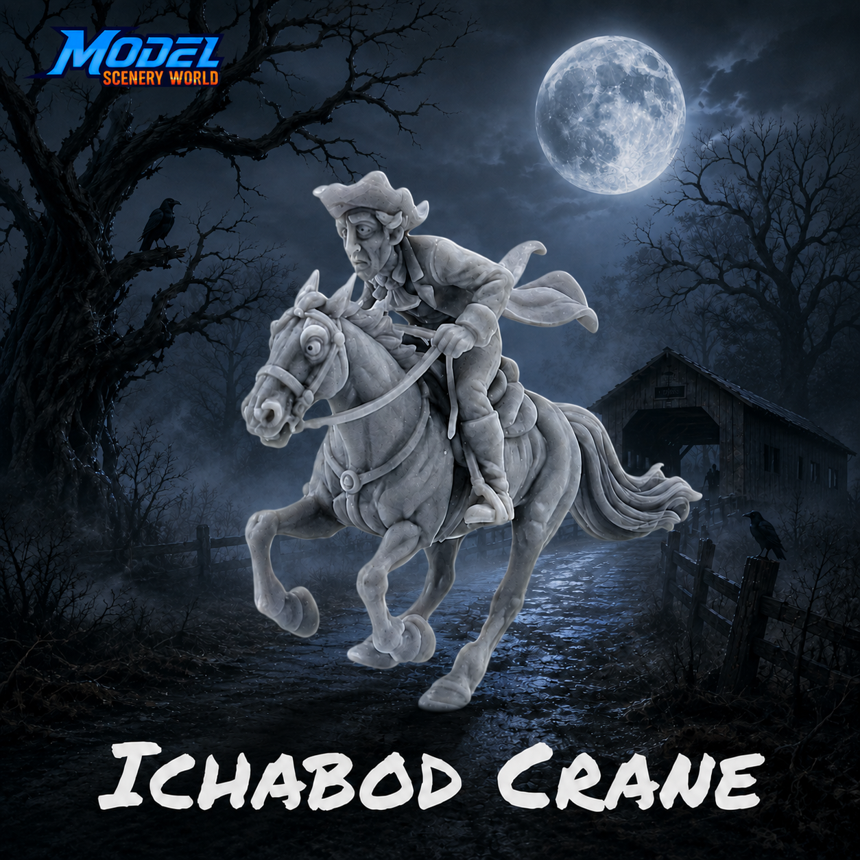 S Scale 1:64 Ichabod Crane Riding Horse Resin Figure