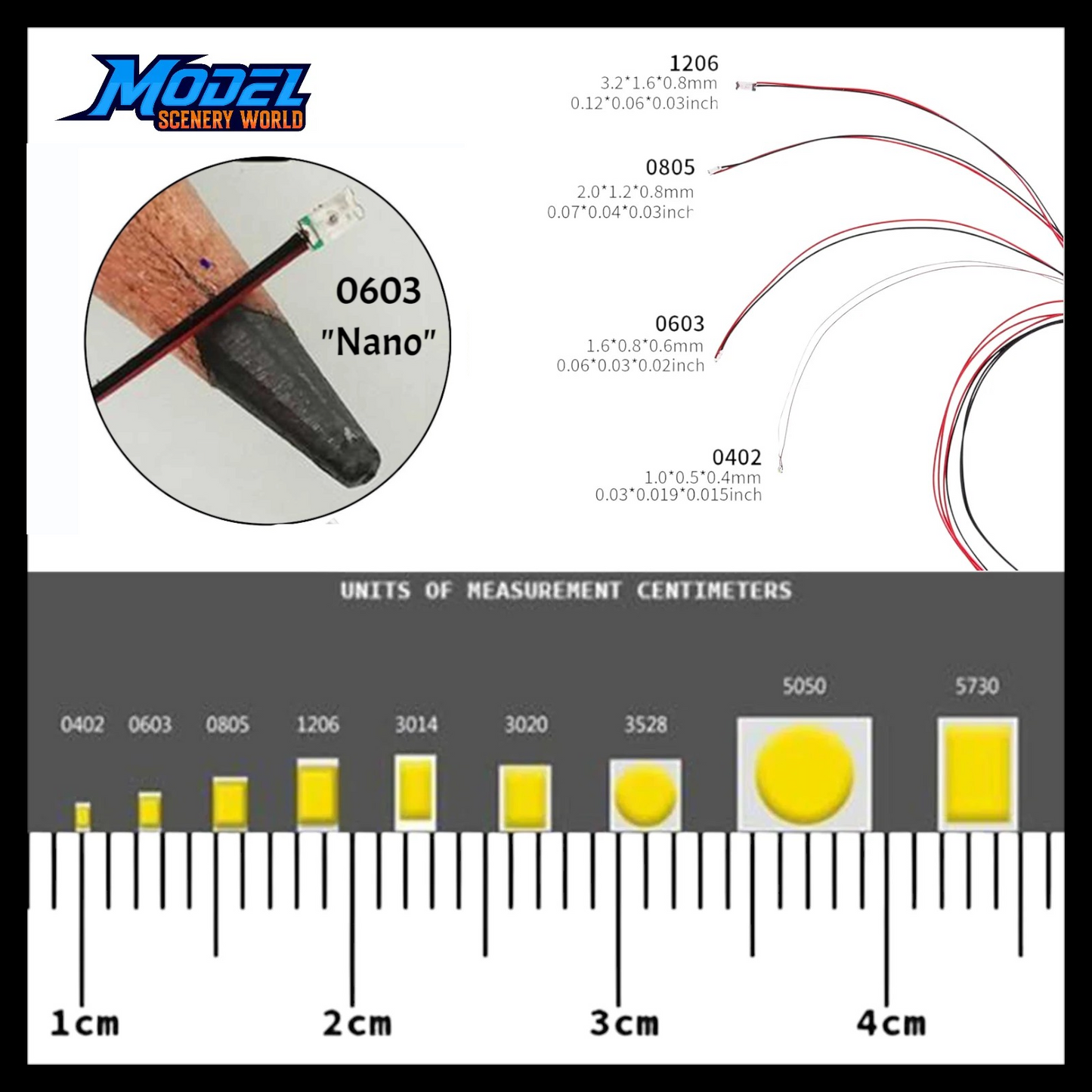 10 Pack LEDs Nano 0603 Pre-Wired Resistor SMD LED ~ 3-12 Volt DC ~ Choose Color
