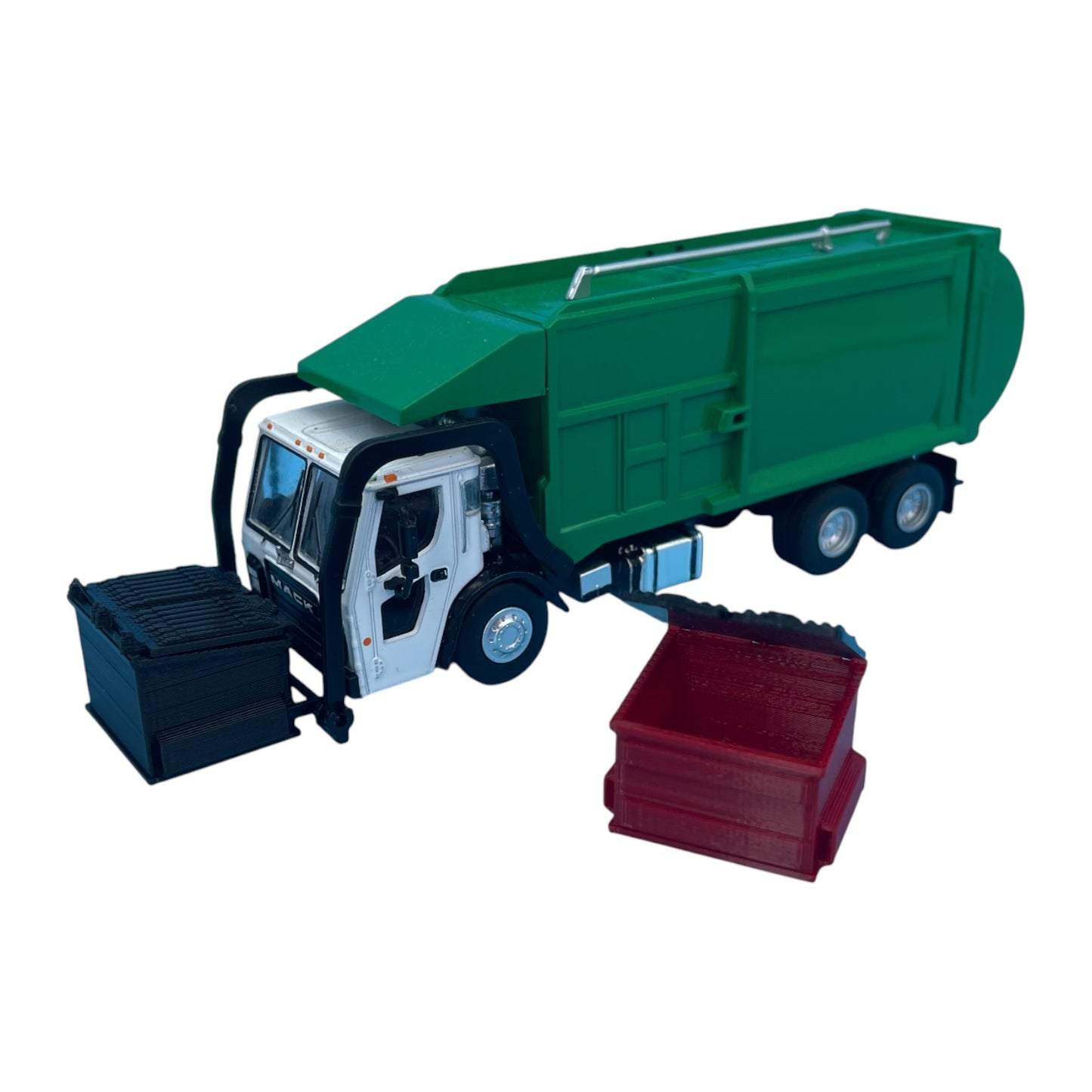 Dumpster Set for Greenlight Mack Refuse Truck - S Scale 1:64 - NO TRUCK