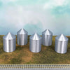 (5) Grain Silo Set - (2) 35' (3) 40'- N Scale 1:160 - Metallic Silver
