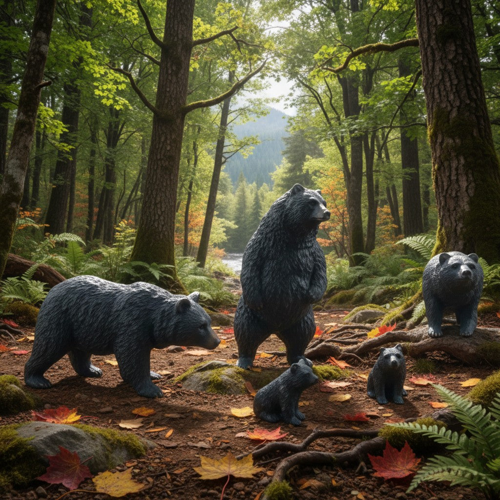 Bears with Cubs (5pk) - N Scale - Black