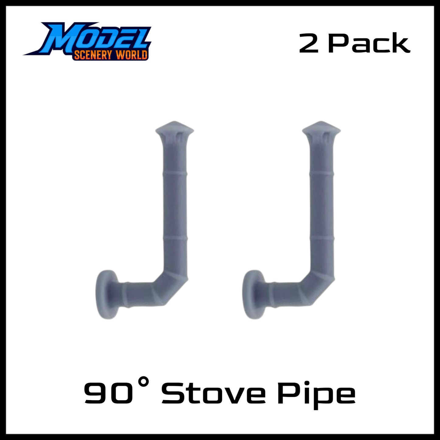 1 Gauge 1:32 Scale 90° Stove Pipe Resin Model - 2pk