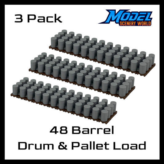 3 Pack - Scale Model of a 48 Barrel Drum & Pallet Load by Model Scenery World