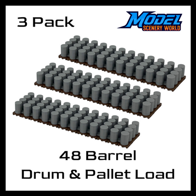 3 Pack - Scale Model of a 48 Barrel Drum & Pallet Load by Model Scenery World