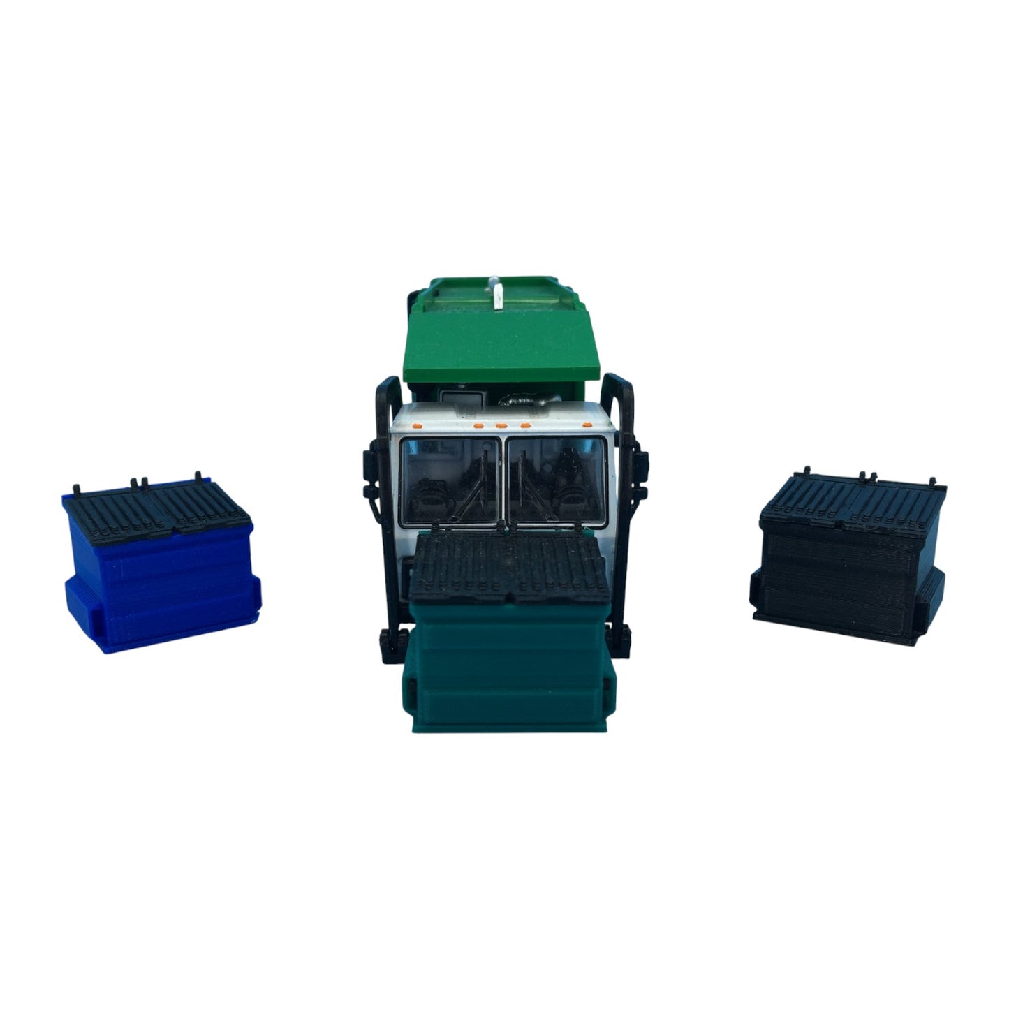 Dumpster Set for Greenlight Mack Refuse Truck - S Scale 1:64 - 3pc - NO TRUCK