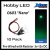 10 Pack LEDs Nano 0603 Pre-Wired Resistor SMD LED ~ 3-12 Volt DC ~ Choose Color