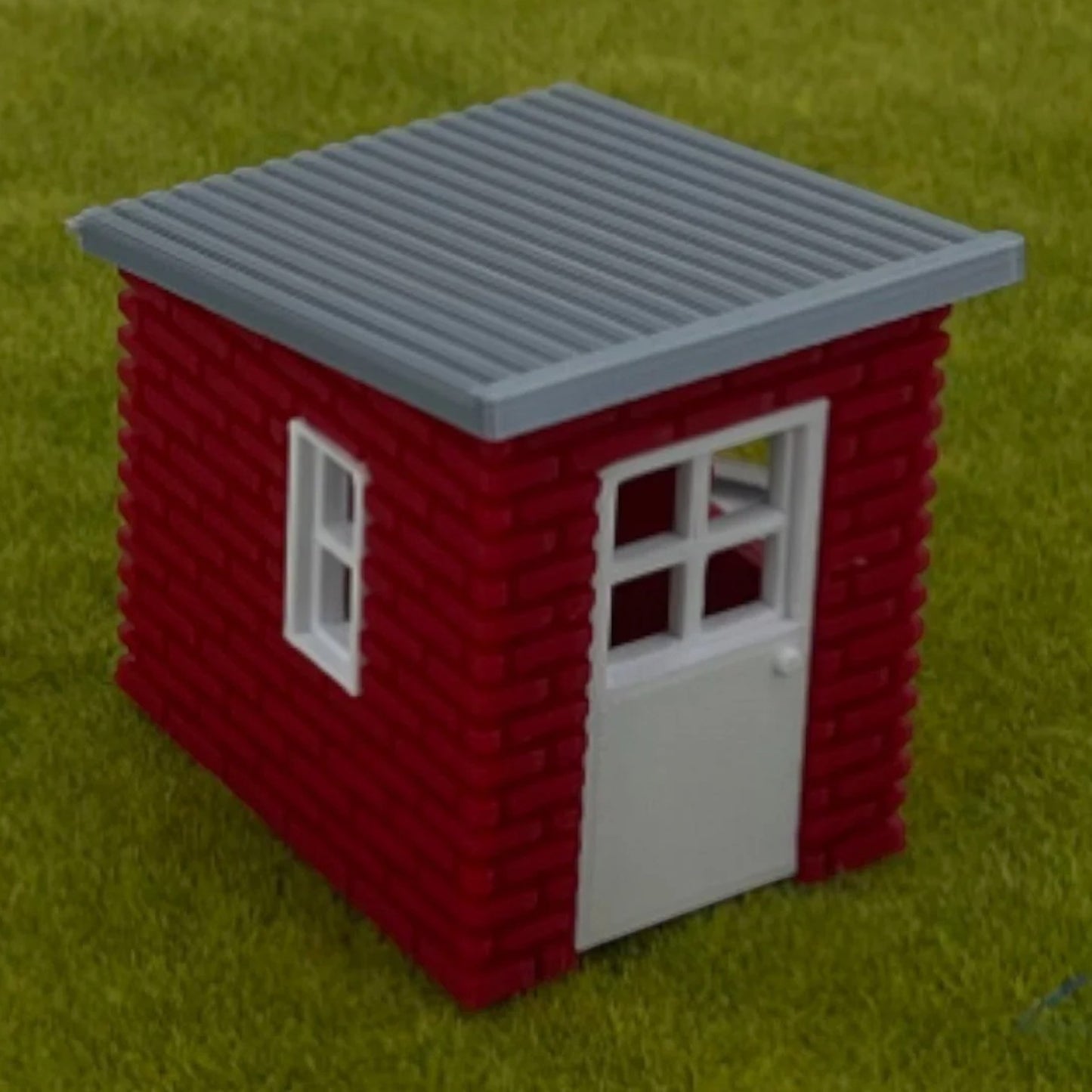 Garden Shed Kit - S Scale 1:64 - Red/White/Silver - Modeled in Full Color