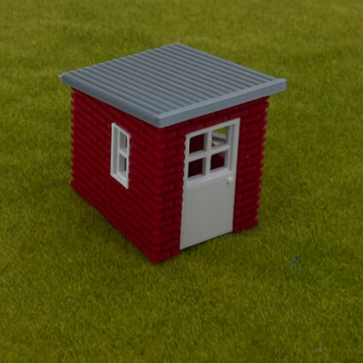 Garden Shed Kit - S Scale 1:64 - Red/White/Silver - Modeled in Full Color