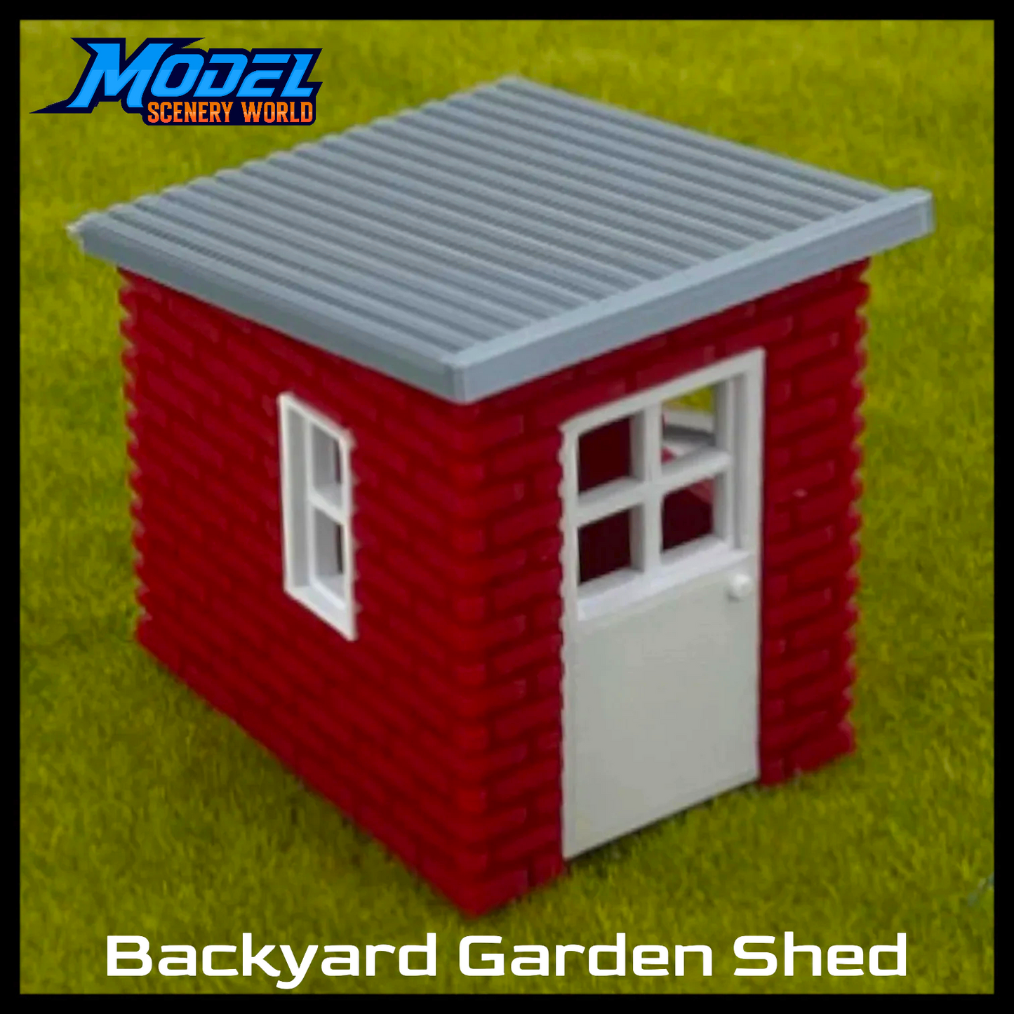 Garden Shed Kit - S Scale 1:64 - Red/White/Silver - Modeled in Full Color