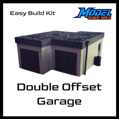 Offset Double Garage Scene - Easy Build Kit - Modeled in Color