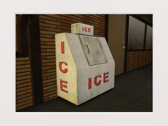 RETAIL ICE BOX ~ ICE COOLER MACHINE - O Scale 1:48 - LEER POLAR Bag Chest Block
