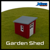 Garden Shed Kit - TT Scale 1:120 - Red/White/Silver - Modeled in Full Color