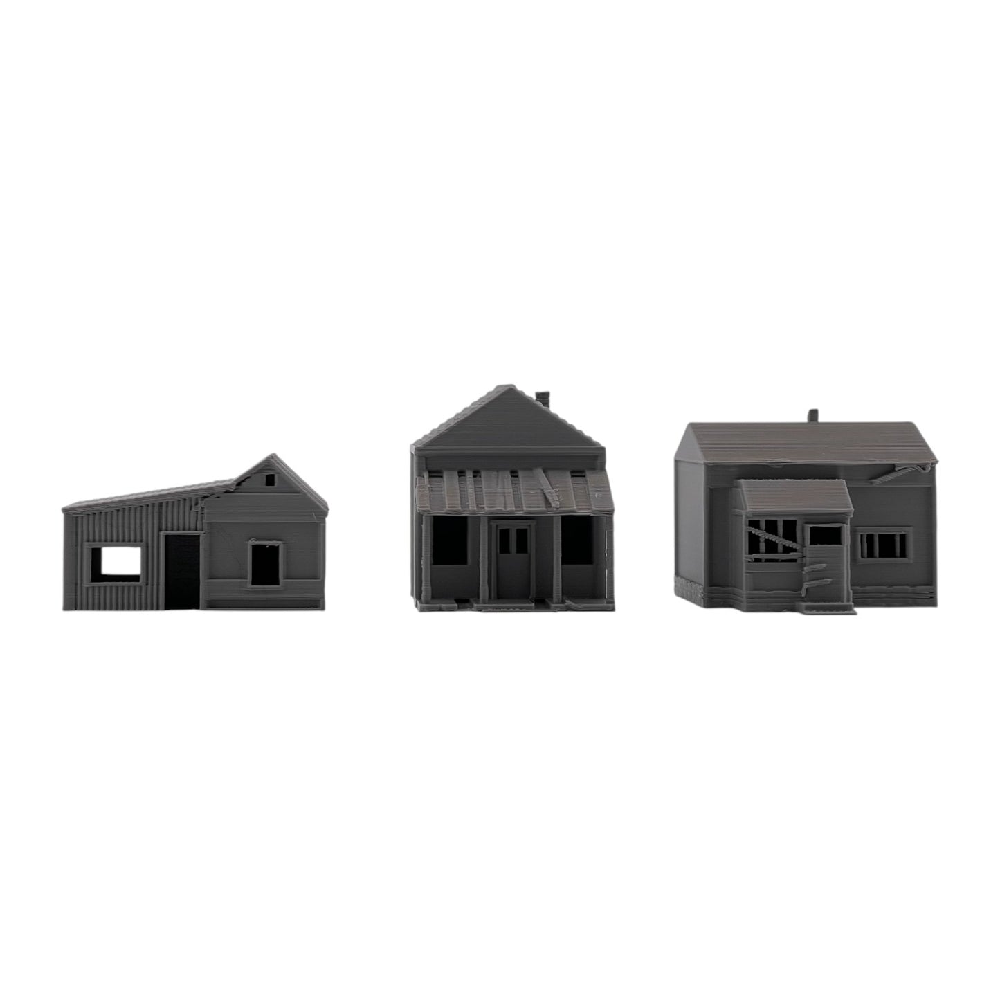 HO Scale 1:87 Abandoned Run-Down Houses 3pc Set