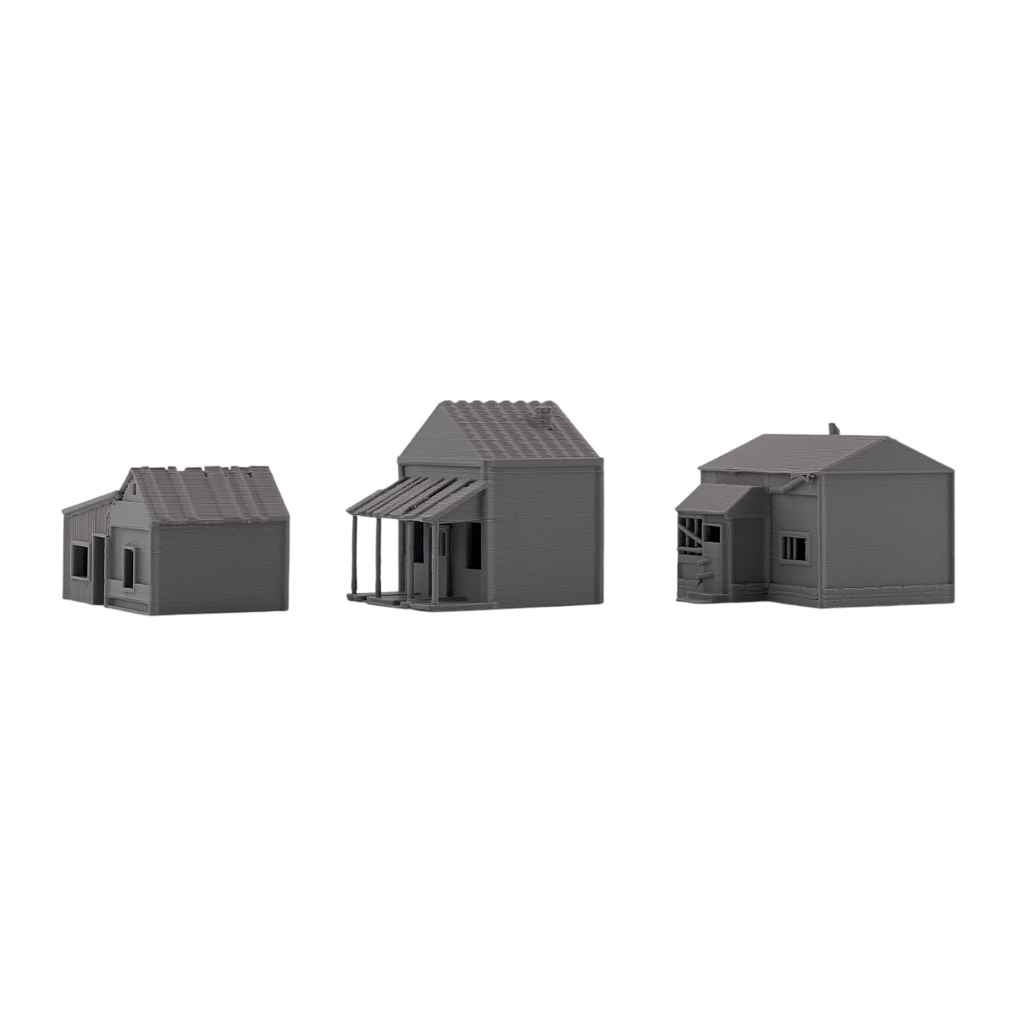 HO Scale 1:87 Abandoned Run-Down Houses 3pc Set