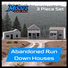 3pc Abandoned Houses Run Down Building Set - O Scale 1:48 Trackside Shanty
