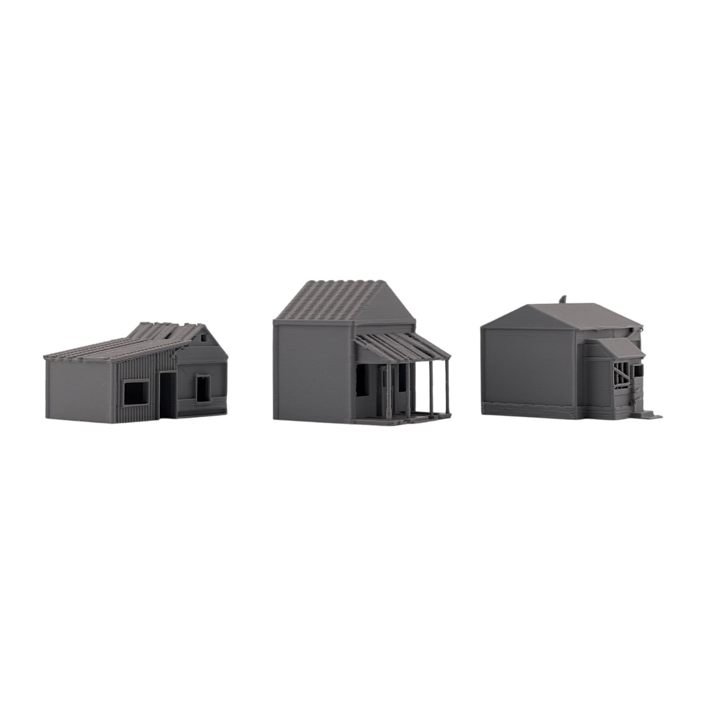 HO Scale 1:87 Abandoned Run-Down Houses 3pc Set