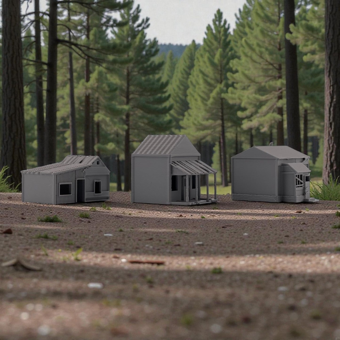 HO Scale 1:87 Abandoned Run-Down Houses 3pc Set