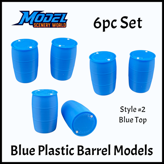 1 Gauge 1:32 Plastic Drum Rain Barrel 6pc Set - Blue