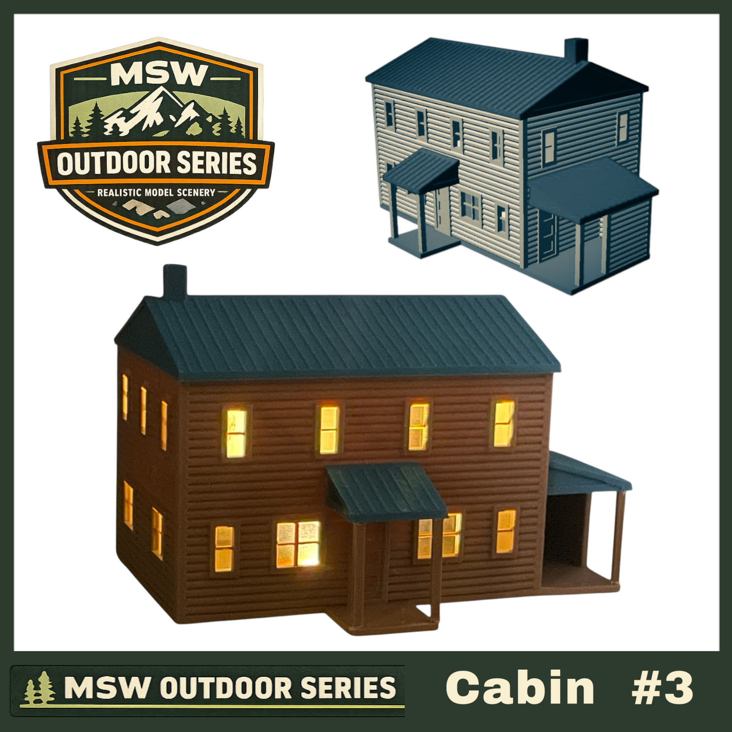 "The Outdoor Series" - Cabin #3 - Camping - Modeled in Color - S Scale 1:64
