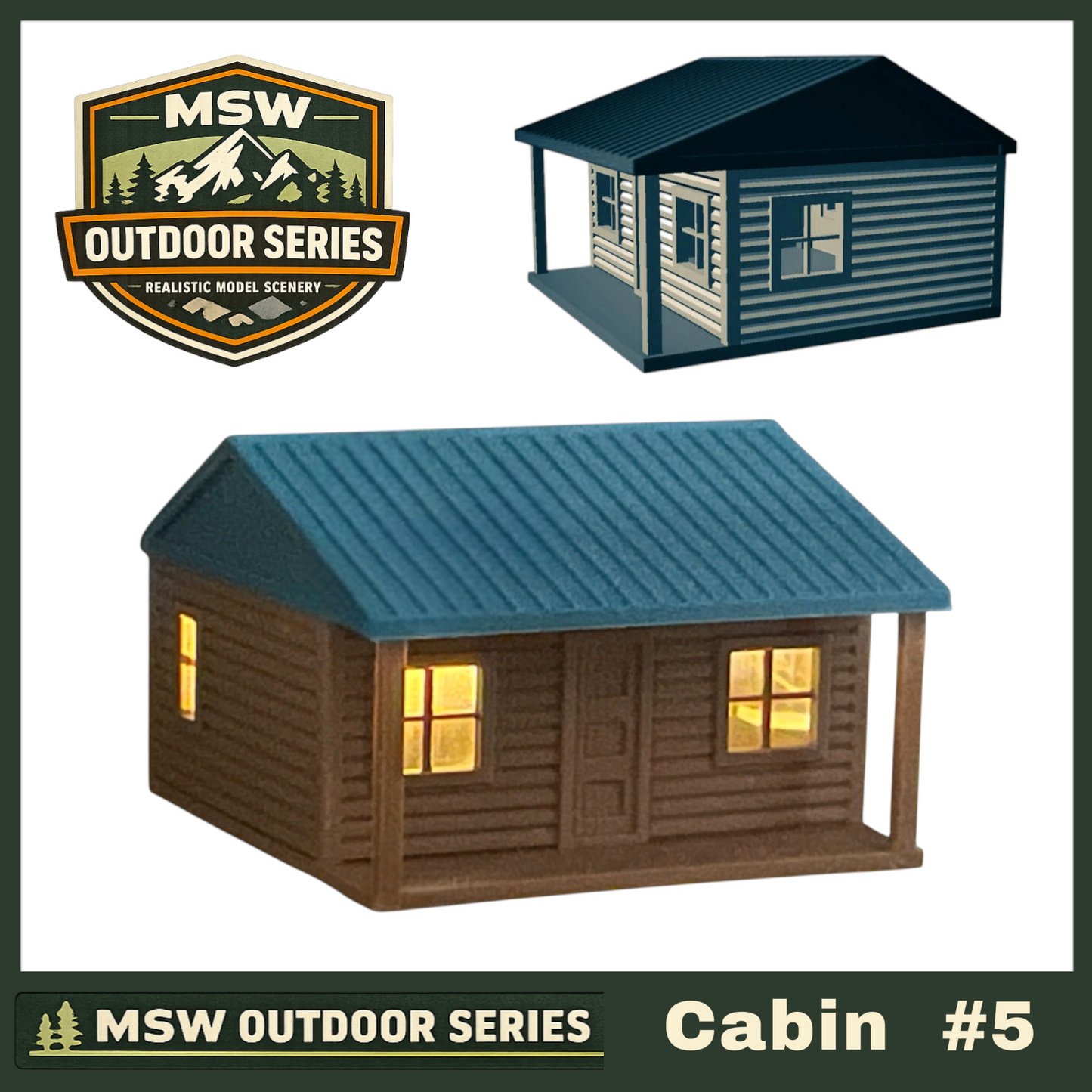 "The Outdoor Series" - Cabin #5 - Camping - Modeled in Color - HO Scale 1:87