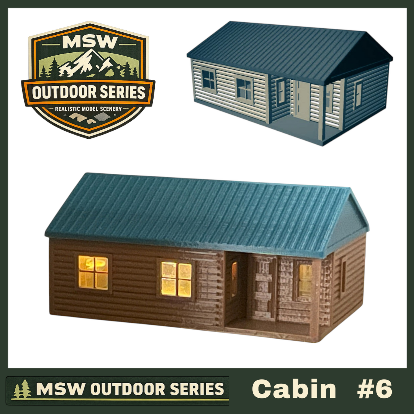 "The Outdoor Series" - Cabin #6 - Camping - Modeled in Color - HO Scale 1:87