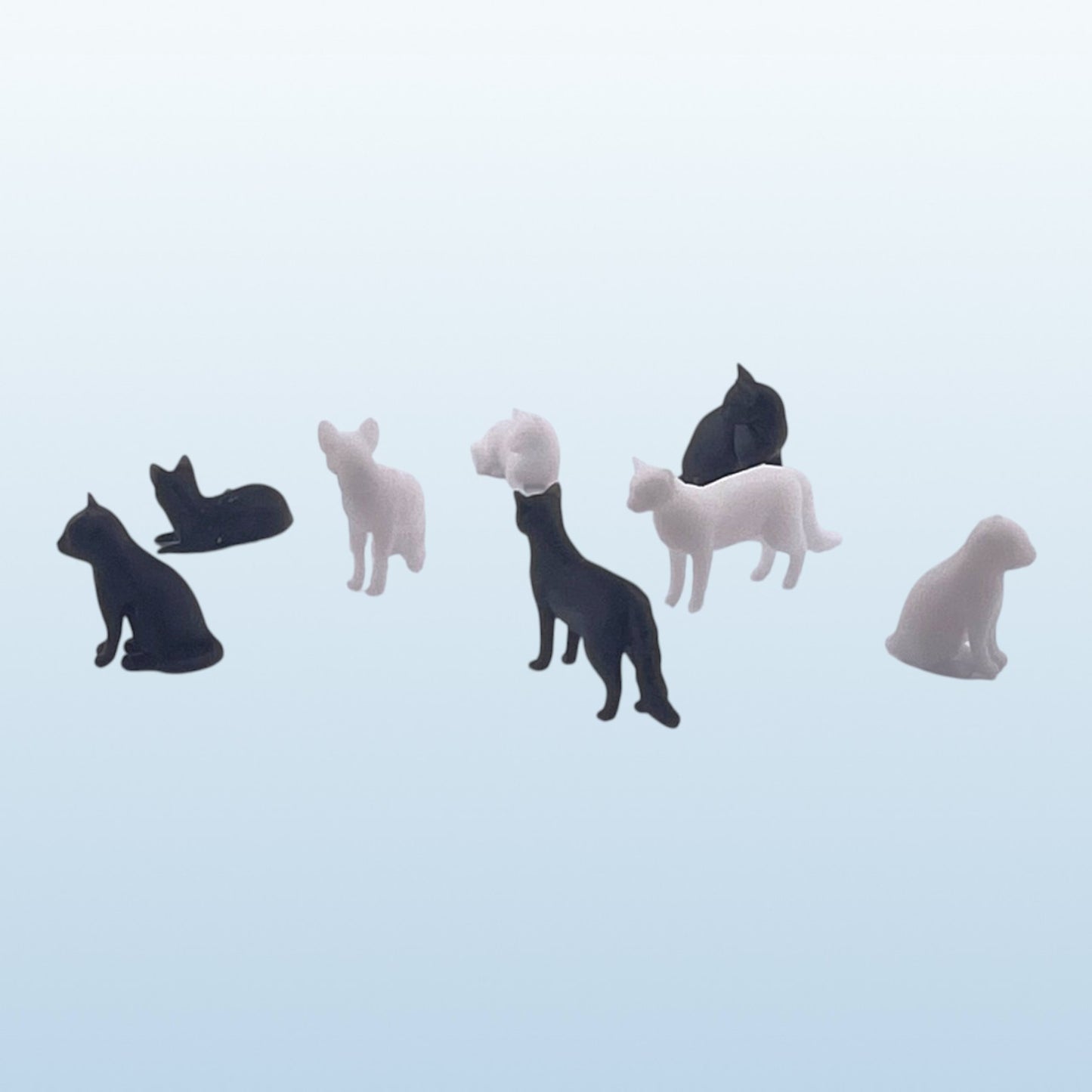 N Scale 1:160 Cat Figure Set - Black & White (8pc)