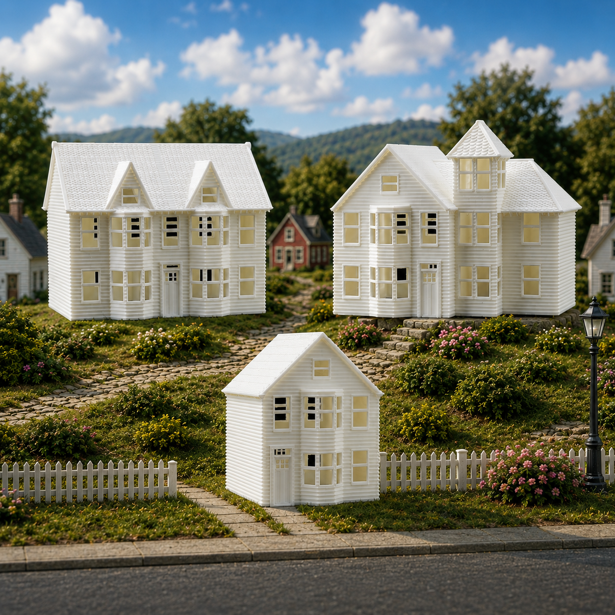 N Scale 1:160 Classic Victorian Houses 3pc Set