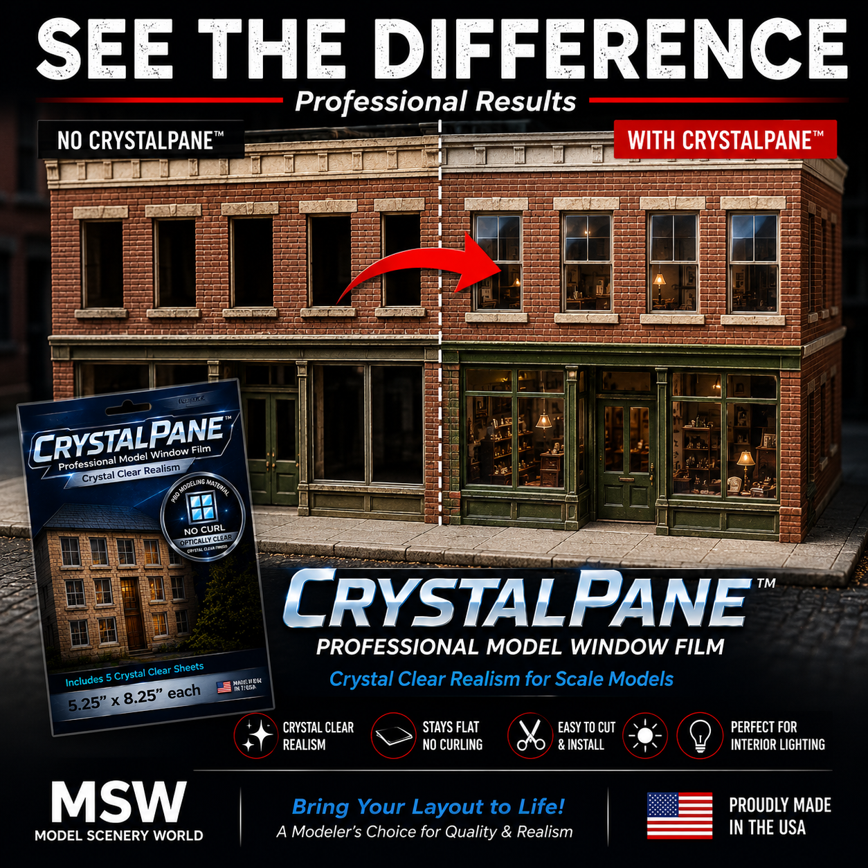 OO Scale 1:76 Crystal Pane Realistic Clear Window Film