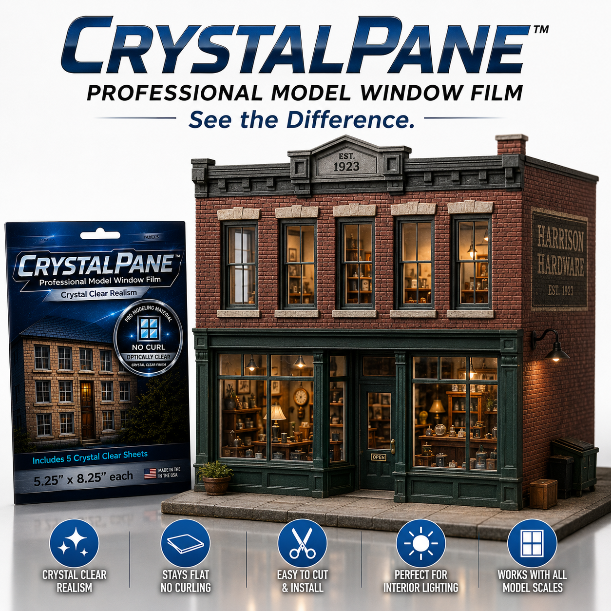 OO Scale 1:76 Crystal Pane Realistic Clear Window Film