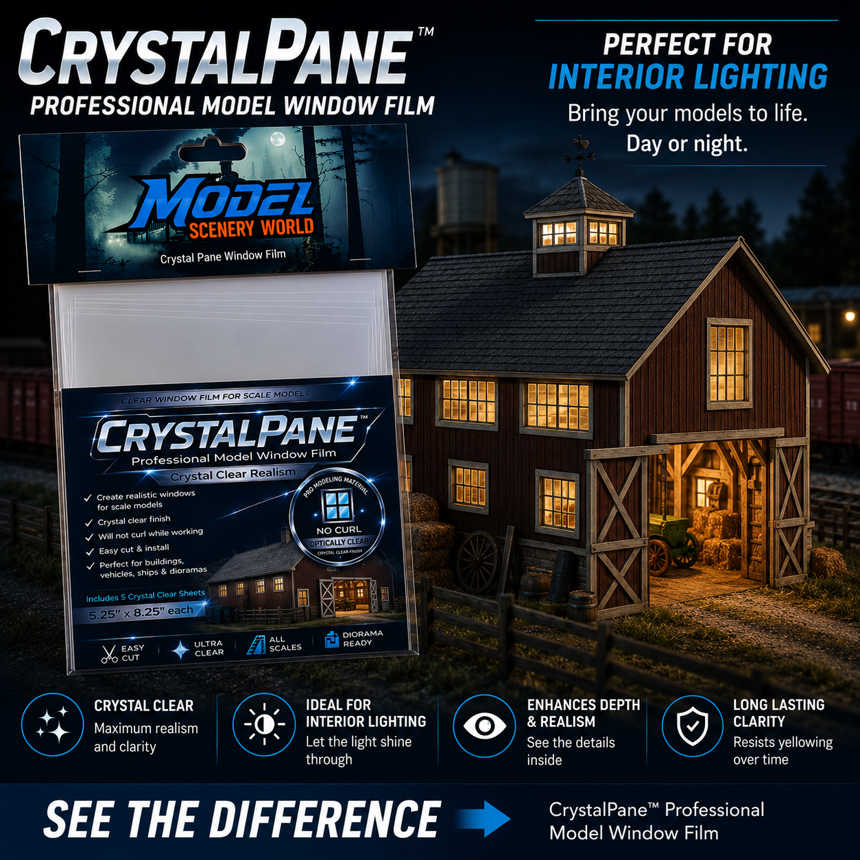 Crystal Pane Realistic Window Film 'Easy to Apply' Clear