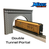 Double Tunnel Portal - Stone - HO Scale 1:87 - Gray