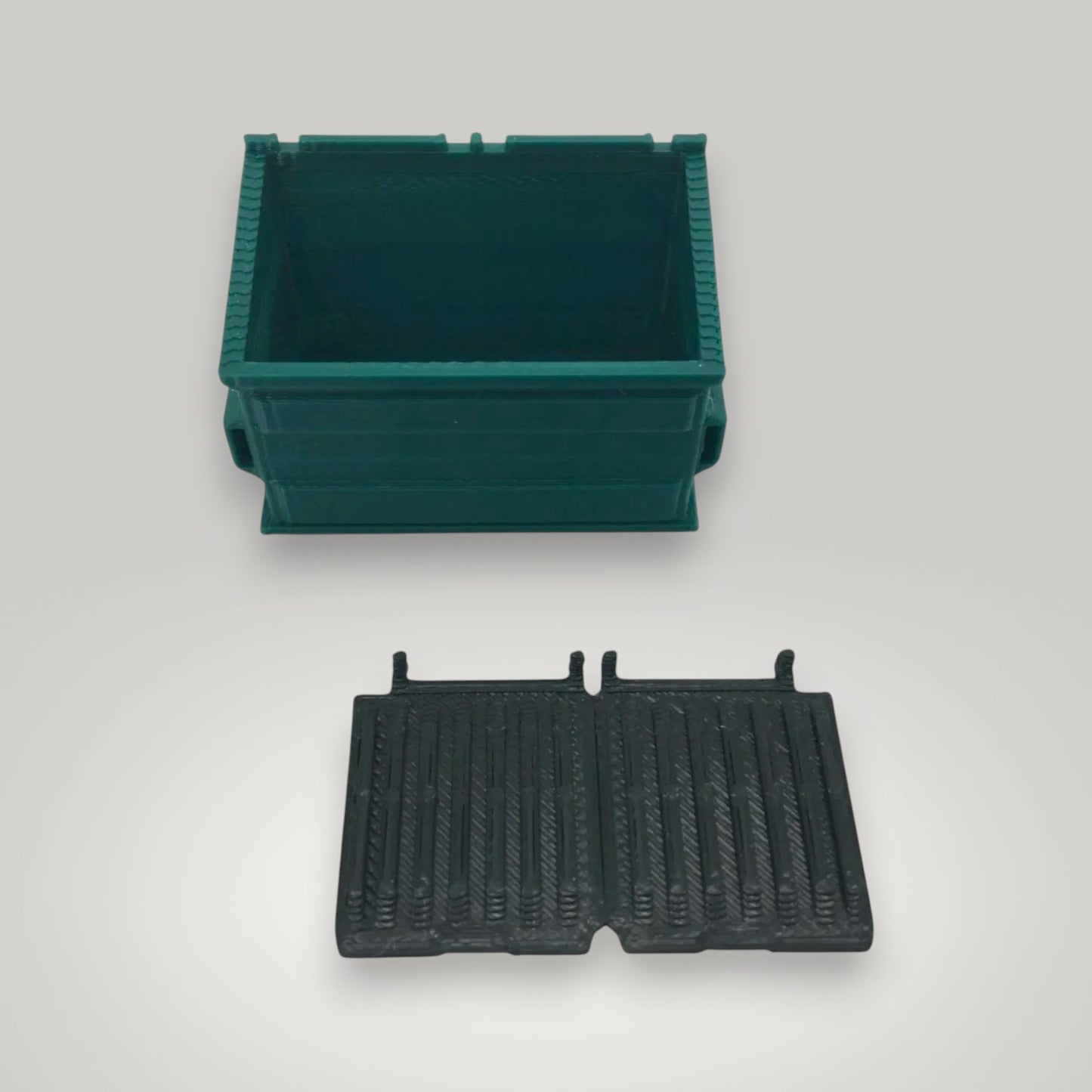 O Scale 1:48 Green Trash & Blue Recycling Dumpster Set
