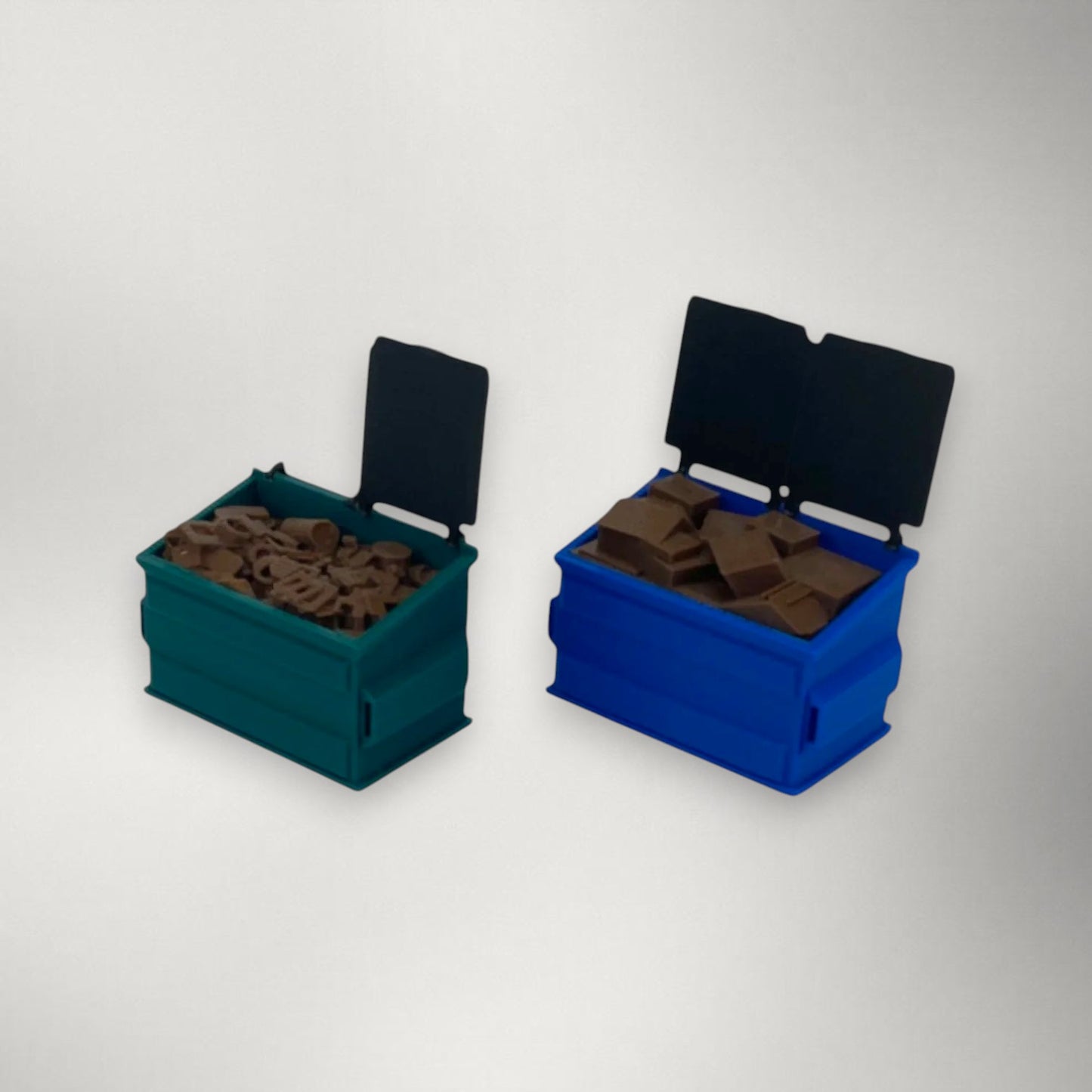 O Scale 1:48 Dumpster Set with Trash & Recycling Loads