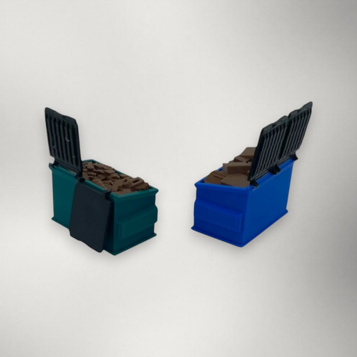 O Scale 1:48 Dumpster Set with Trash & Recycling Loads