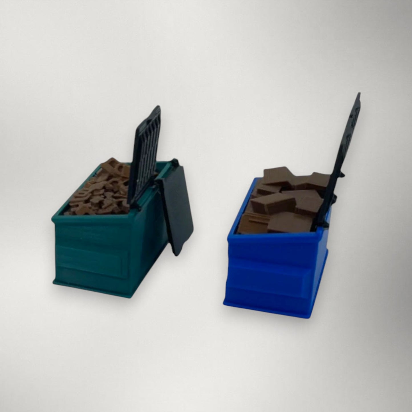 O Scale 1:48 Dumpster Set with Trash & Recycling Loads