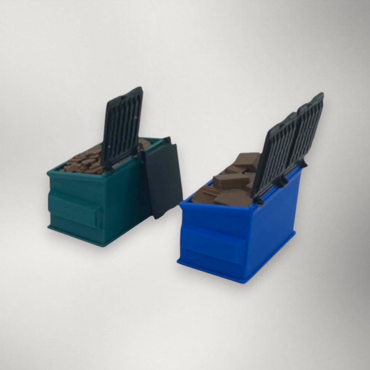 O Scale 1:48 Dumpster Set with Trash & Recycling Loads