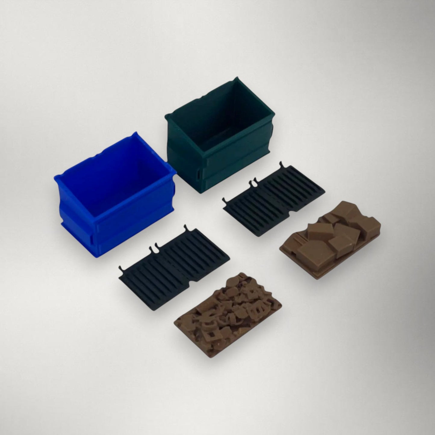 O Scale 1:48 Dumpster Set with Trash & Recycling Loads