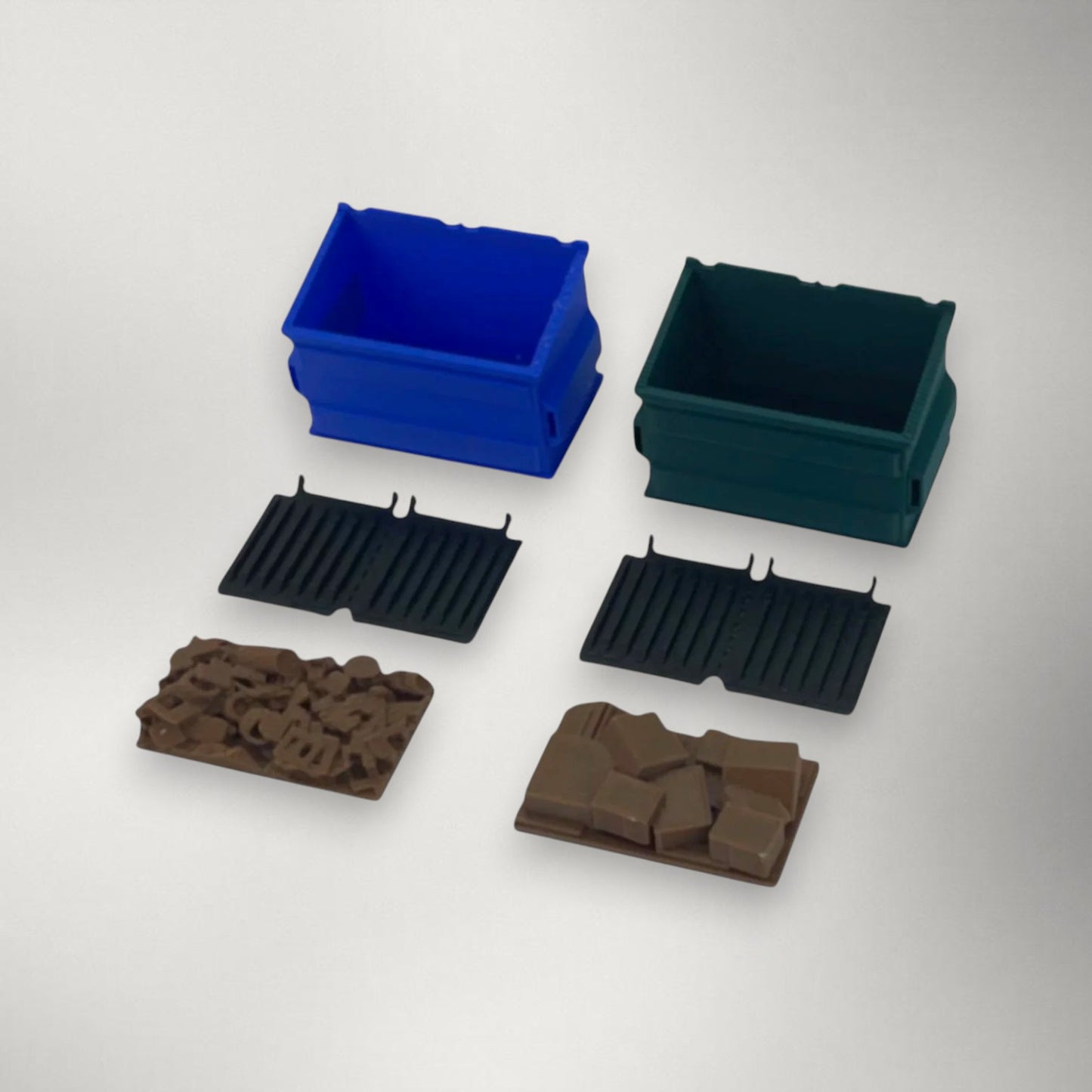 O Scale 1:48 Dumpster Set with Trash & Recycling Loads