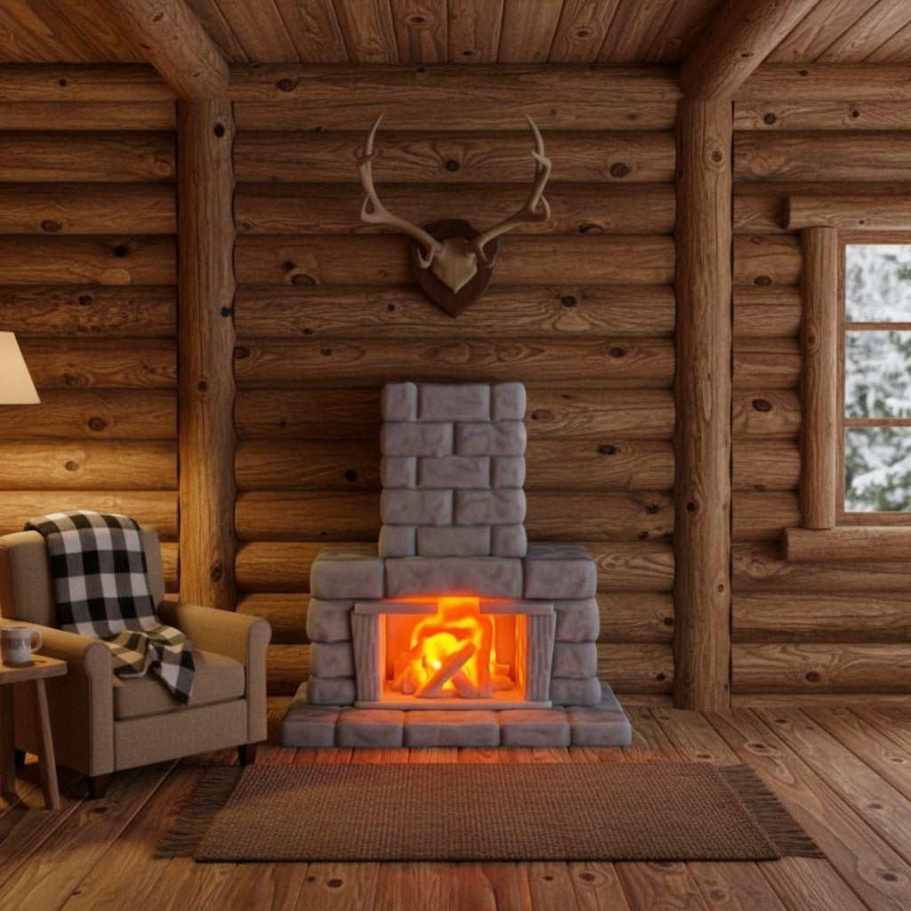 N Scale 1:160 Fireplace with Flicker LED