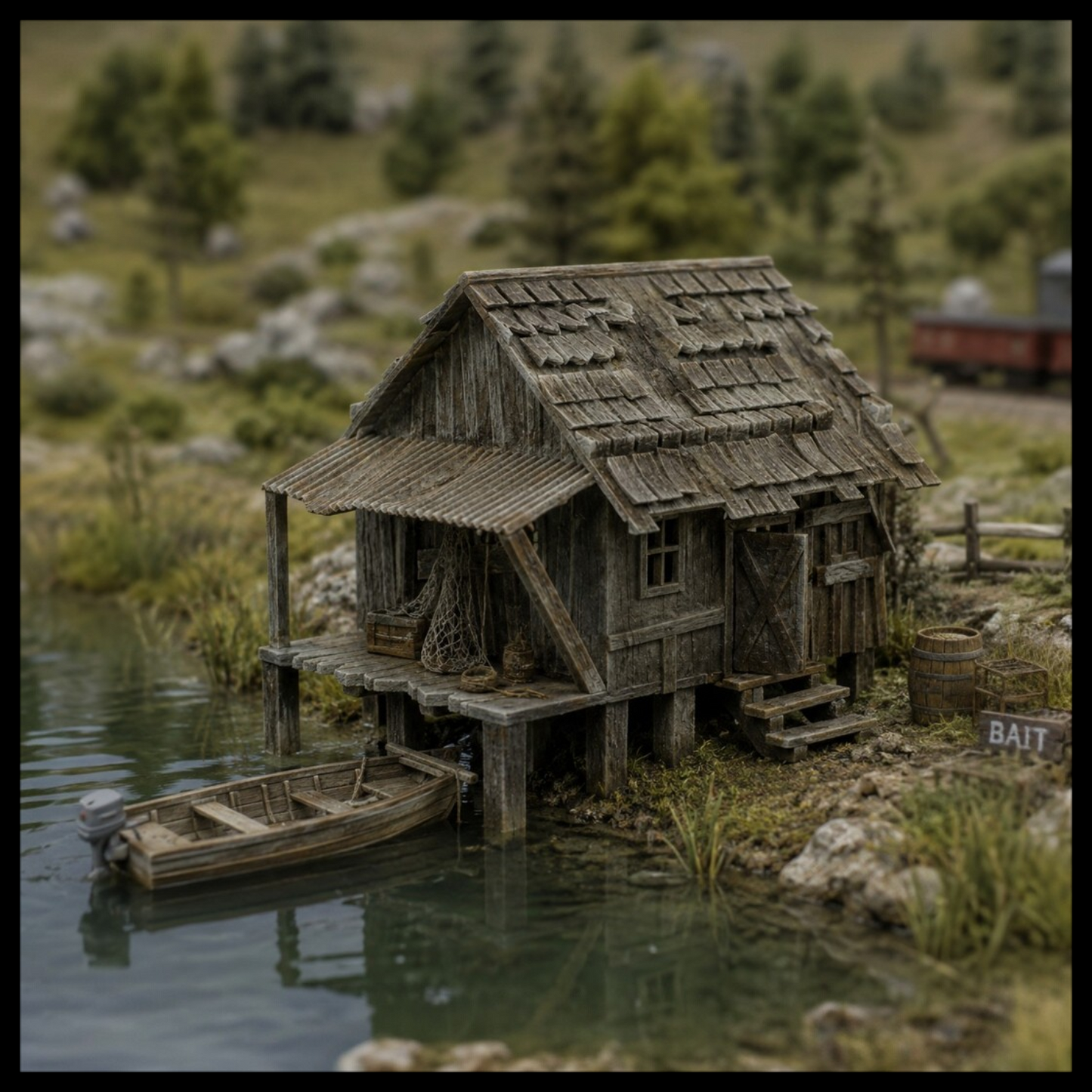 Z Scale 1:220 Fishing Shack Resin Building