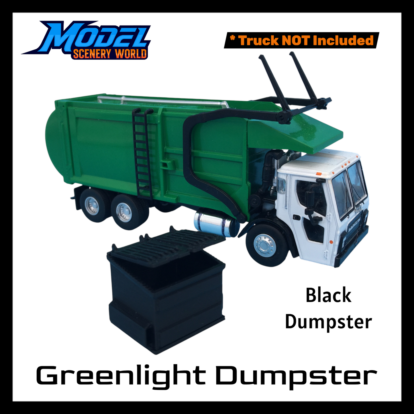 Dumpster for Greenlight Mack Refuse Truck - S Scale 1:64 - NO TRUCK - Black